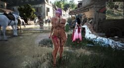 3d bdo bimbo black_desert_online body_writing cow_tits cumdumpster dark_elf degradation elf elves huge_breasts humiliation onahole tattoo tattoos