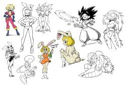 android_18 anthro areola asian_mythology ass assisted_exposure big_breasts big_butt black_eyes blonde_hair breasts broodal buckteeth carrot carrot_(one_piece) caulifla caulifla_(dragon_ball) clothed clothing cotton_tail dialogue dragon_ball dress east_asian_mythology eating eating_food exposed_breasts fake_ears fake_rabbit_ears female female_only food footwear fur gloves group hair hand_on_hip handwear hariet_(mario) hi_res humanoid japanese_mythology kappa lagomorph leporid looking_at_viewer looking_back looking_back_at_viewer mammal mario_(series) mythology nintendo nipples nude one_piece orange_clothing orange_dress penetration plant rabbit rear_view saiyan sex shoes simple_background sitting smile stealth_brock super_mario_odyssey swimwear teeth text topless vaginal_penetration vegetable white_background white_body white_clothing white_footwear white_fur white_gloves white_handwear white_shoes yokai