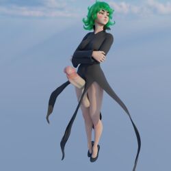 3d exposed_penis futa_only futanari green_eyes green_hair light-skinned_futanari looking_away manufatura one-punch_man pouting self-upload small_breasts small_but_hung tagme tatsumaki telekinesis