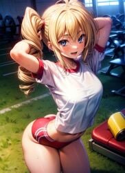 ai_generated ass blonde_hair blue_eyes breasts female female_focus female_only ravel_phenex tagme thick_thighs thighs tied_hair