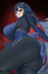 1girls alternate_breast_size ass big_ass blue_eyes blue_hair breasts female female_only fire_emblem fire_emblem_awakening huge_breasts large_ass large_breasts lucina_(fire_emblem) nintendo solo spiralnoww thick_thighs thighs tight_clothing