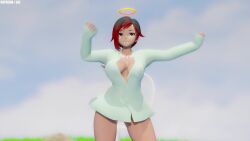 3d animated dancing female halo jic_jic mikumikudance mikumikudance_(medium) mmd music_video red_hair ruby_rose rwby silver_eyes sound tagme video