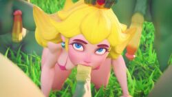 animated bikini blue_eyes fellatio female green_skin large_breasts large_penis looking_at_viewer mario_(series) mp4 no_sound piranha_plant plantie plantie_on_human princess_peach shorter_than_30_seconds shorter_than_one_minute video