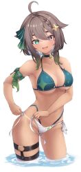 1girls big_breasts bikini blush brown_hair cleavage eternals_(idol_corp) female heterochromia highres idol_corp idol_es indie_virtual_youtuber latam latam_virtual_youtuber looking_at_viewer meica shironagase short_hair simple_background smiling_at_viewer standing_in_water swimsuit tanned tanned_female virtual_youtuber vtuber vtuberfanart water white_background