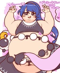 alternate_costume alternate_hair_length alternate_hairstyle big_belly doremy_sweet fat midriff obese sheep slnchyt tapir_girl touhou weight_gain