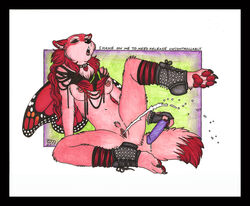 2011 anthro breasts butterfly canine closed_eyes cum dildo female female_ejaculation fur furry hybrid luthiennightwolf masturbation nude pink pussy raised_leg sex_toy solo spread_legs spreading vaginal_penetration wings wolf