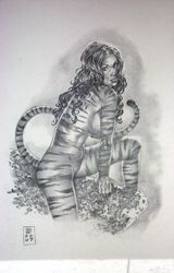 1girls 2007 avengers female_only gene_espy marvel monochrome solo tagme tigra