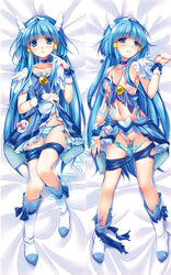 aoki_reika blue_eyes blue_hair blush breasts clothing cure_beauty dakimakura dress female looking_at_viewer magical_girl nipples panties precure pretty_cure pussy reika_aoki sample shorts small_breasts smile_precure solo striped striped_panties torn_clothes uncensored usagigoyakikaku