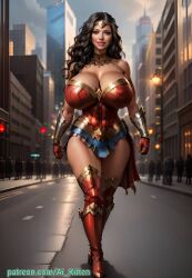 1girls ai_generated amazon amazonian armwear big_breasts big_lips black_hair breasts breasts_bigger_than_head brown_eyes busty cape cleavage dc dc_comics diana_prince eyes fat_lips female female_focus female_only huge_breasts jewelry knee_boots light-skinned_female light_skin long_hair looking_at_viewer miniskirt narrow_waist princess royalty skimpy_armor solo standing street superheroine thick thick_lips thick_thighs tiara top_heavy voluptuous voluptuous_female wide_hips wonder_woman wonder_woman_(series) zettai_ryouiki