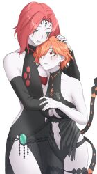 2girls aemu breasts cleavage cleobulus_(fire_emblem) female female_only fire_emblem fire_emblem:_three_houses hug kronya_(fire_emblem) medium_breasts nintendo orange_hair pale-skinned_female pale_skin red_hair wholesome yuri