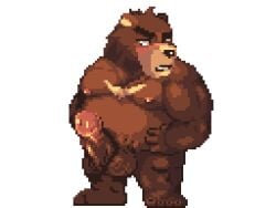 2023 animated anthro balls bear belly brown_body brown_fur erection fur genitals humanoid_genitalia humanoid_hands humanoid_penis juuichi_mikazuki kemono male mammal moobs morenatsu nanadragon4 nipples overweight overweight_male penis solo