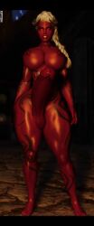 1futa 3d abs big_breasts big_penis big_thighs busty curvy demon demon_horns futa_only futanari hi_res high_resolution highres horns huge_breasts huge_cock kiptisin looking_at_viewer muscular muscular_futanari red_body red_penis red_skin skyrim solo_futa tattoo tattoos the_elder_scrolls white_hair