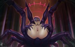 1girls 8_legs big_ass female female_only legs_apart legs_held_open legs_up looking_at_viewer monster monster_girl monster_musume_no_iru_nichijou naked naked_female nude nude_female pussy rachnera_arachnera spider spider_girl spider_legs tagme themaestronoob