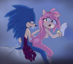 2023 :o amy_rose anal anal_insertion anal_sex ass back bare_back bed bed_sheet blue_fur blue_hair blush boots bracelet breasts completely_nude corruption cum cum_in_ass cumming_from_anal_sex cybernetic eyelashes furry gloves grabbing_another's_ass green_eyes hairband half-closed_eyes hedgehog humming injured_arm injury jewelry kazukitnacho legs long_eyelashes medium_breasts medium_hair nipples nude penetration penis pink_fur pink_hair quill riding sega sex sitting small_breasts sonic_(series) sonic_frontiers sonic_the_hedgehog straight tail teenage_boy teenage_girl white_gloves