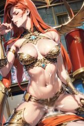 1girls ai_generated azeyma_the_warden final_fantasy_xiv large_breasts pov red_hair