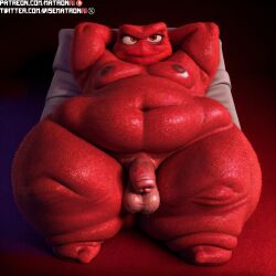 1boy 4k ai_generated anger_(inside_out) balls belly belly_button bhm big_ass big_belly big_butt big_moobs disney fat fat_man feet highres hips inside_out inside_out_2 large_penis male male_only massive_thighs matronai_(artist) mature mature_male moobs navel obese obese_male overweight overweight_male patreon patreon_username penis pinup pixar red_body red_skin stable_diffusion thick_thighs thighs twitter_username wide_hips