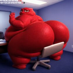 1boy 4k ai_generated anger_(inside_out) ass bhm big_ass big_butt big_moobs butt_focus disney fat fat_man gay highres hips huge_ass inside_out inside_out_2 large_ass large_butt male male_only massive_ass massive_thighs matronai_(artist) mature mature_male moobs navel obese obese_male office office_chair overweight overweight_male patreon patreon_username pinup pixar red_body red_skin stable_diffusion superchub thick_thighs thighs twitter_username wide_hips yaoi