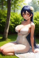 ai_generated breasts female female_only light-skinned_female light_skin looking_at_viewer love_live love_live! love_live!_school_idol_project nai_diffusion sitting sitting_on_ground small_breasts sonoda_umi stable_diffusion wedding wedding_dress