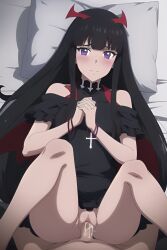 1boy 1girls 2d ai_generated anime black_hair blush breasts clothed clothing cum cum_drip cum_in_pussy cum_inside cumshot duo ejaculation female head_wings journal_of_the_mysterious_creatures light-skinned_female light-skinned_male light_skin long_hair looking_at_viewer male male/female male_penetrating male_penetrating_female male_pov medium_breasts missionary missionary_position no_panties nopemope26 on_back on_bed penetration penis penis_out petite pov purple_eyes pussy pussy_ejaculation pussy_juice sex thick_thighs thighs uncensored vagina vaginal_insertion vaginal_penetration vaginal_sex vivian_(journal_of_the_mysterious_creatures) wet wet_pussy wings