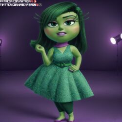 1girls 4k ai_generated big_breasts breasts disgust_(inside_out) disney female female_only green_body green_hair green_skin highres hips inside_out inside_out_2 large_breasts matronai_(artist) mature mature_female mature_woman movie patreon patreon_username pinup pixar solo solo_female solo_focus stable_diffusion thick_thighs thighs twitter_username wide_hips