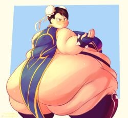 1girls 2023 absurd_res ass bbw belly bottom_heavy bracelet breasts brown_eyes brown_hair capcom chun-li double_bun fat female female_only gigantic_ass gigantic_thighs huge_ass huge_belly huge_breasts huge_thighs morbidly_obese morbidly_obese_female obese overweight overweight_female plump solo spiked_bracelet street_fighter sunsleptos sweat thick_thighs thighs voluptuous