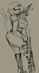 ak47 big_breasts daxine_(rosededax) female_only gun military_uniform rose_dax rosededax soviet_union wide_hips