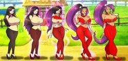 arabian_female bimbo_body bimbofication dark-skinned_female female female_only harem_outfit huge_ass huge_breasts midriff navel race_swap shantae shantae_(character) thegxjudgement thick_thighs transformation transformation_sequence wide_hips