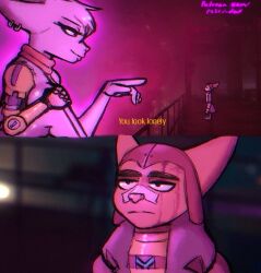 blade_runner_2049 cyberpunk female female_lombax hologram lombax_(ratchet_and_clank) male_lombax meme ratchet_(ratchet_and_clank) ratchet_and_clank rivet_(ratchet_and_clank) rose_dax rosededax shitpost