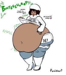 1boy burp burping clothes_stolen cosplay large_thighs male male_pred massive_thighs melony_(pokemon) original_character pokemon post_vore punishart thighs vore