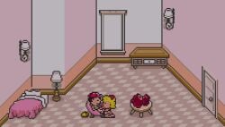 1boy1girl animated black_hair blowjob earthbound female gif male mother_(series) mother_2 ness nintendo panties panties_visible paula_jones paula_polestar penis pink_clothing pixel_art sitting sitting_on_chair theevilfallenone yellow_hair