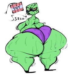 1girls back_view creeper creeper_(minecraft) huge_ass minecraft no_arms thick_thighs tmgthejust