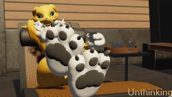 blender breasts digimon feet foot_fetish fur furry furry_only nipples nude nude_female nudity pawpads paws renamon soles unthinking warfaremachine