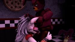 1boy 1boy1girl 1girls animatronic blowjob blue_eyes crosxsfm female five_nights_at_freddy's five_nights_at_freddy's:_security_breach glamrock_mangle oral penis penis_in_mouth purple_skin spring_bonnie spring_bonnie_(fnaf) straight wolf yellow_eyes