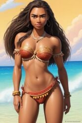 ai_generated dark-skinned_female disney disney_princess moana moana_waialiki polynesian tagme tribal