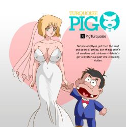 big_breasts comedy imminent_sex infidelity interracial just_married married married_couple neckline ntr original_character original_characters visual_novel wedding wedding_dress