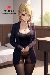 ai_generated bedroom blonde_female blonde_hair blonde_hair_female blush blush_lines breasts cameltoe cleavage expressionless female hayasaka_ai indoors kaguya-sama_wa_kokurasetai_~tensai-tachi_no_renai_zunousen~ lewdcreationsai looking_at_viewer nipples panties pantyhose ponytail pussy twintails undressing