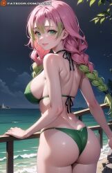 1girls ai_generated ass big_ass big_breasts bikini braid braided_hair breasts demon_slayer female female_focus female_only green_eyes green_hair kanroji_mitsuri kimetsu_no_yaiba mole_under_eye multicolored_hair pink_hair round_ass solo solo_female thick_thighs thighs thin_waist two_tone_hair vlenn voluptuous voluptuous_female wide_hips