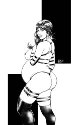 1girls ass belly big_belly big_breasts breasts female hmb-art nipples pregnant solo