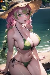 1girls ai_generated big_breasts bikini braid braided_hair breasts demon_slayer female female_focus female_only green_eyes green_hair kanroji_mitsuri kimetsu_no_yaiba mole_under_eye multicolored_hair pink_hair solo solo_female thick_thighs thighs thin_waist two_tone_hair vlenn voluptuous voluptuous_female wide_hips