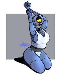 1girls android blue_body female female_only mirage_(ultrakill) robot robot_girl stargutz striped_panties thighs ultrakill