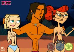 1boy 2girls accurate_art_style alejandro_burromuerto_(tdi) plasticprevious samey_(tdi) scarlett_(tdi) tagme total_drama_(series) total_drama_island