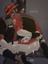 2boys anal_sex cockwarming cowgirl_position gay_sex holding_partner little_ha male/male male_focus male_penetrated male_penetrating male_penetrating_male masked masked_male riding_penis selfcest sniper sniper_(team_fortress_2) submissive_male team_fortress_2 yaoi