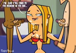 1girls 3boys accurate_art_style blaineley_(tdi) cameron_(tdi) cartoon cody_(tdi) cum cum_on_face ezekiel_(tdi) female handjob partial_male plasticprevious tagme total_drama_(series) total_drama_island