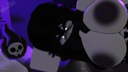 1girls 3d big_breasts black_hair breasts eyewear female glasses nipples parr34ot roblox robloxian solo source_request tagme