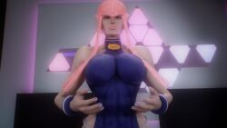 3d animated breast_grab breast_squeeze breasts manon_legrand nipple_fondling no_sound pink_hair street_fighter street_fighter_6 tagme video virt-a-mate virtamate