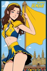 ai_generated cheerleader cheerleader_outfit cheerleader_uniform national_personification slavic tagme ukraine ukrainian_flag ukrainian_girl