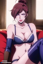 1girls ai_generated bra castlevania castlevania_(netflix) castlevania_nocturne elbow_gloves hentaism julia_belmont leggings lingerie long_gloves milf panties purple_bra purple_elbow_gloves purple_gloves purple_underwear solo underwear