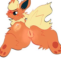 ass blush eeveelution female feral flareon generation_1_pokemon genitals hi_res nintendo paws pokemon pokemon_(species) pussy solo squishygator warm