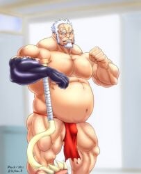 amatsumara_(tokyo_afterschool_summoners) balls bara beard big_balls big_muscles big_penis blush d_ron_r facial_hair hyper_balls hyper_penis loincloth male male_only muscles muscular musk penis scar scar_across_eye solo solo_male sweat sweating tokyo_afterschool_summoners ろん