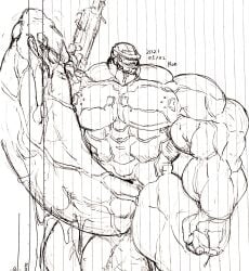 balls bara big_balls big_muscles big_penis boner cum d_ron_r erection female gun halo_(game) halo_(series) helmet helmet_only hyper_balls hyper_penis jackalsankh lanhar_vids male male_only master_chief monochrome muscles muscular penis solo solo_male straight ろん